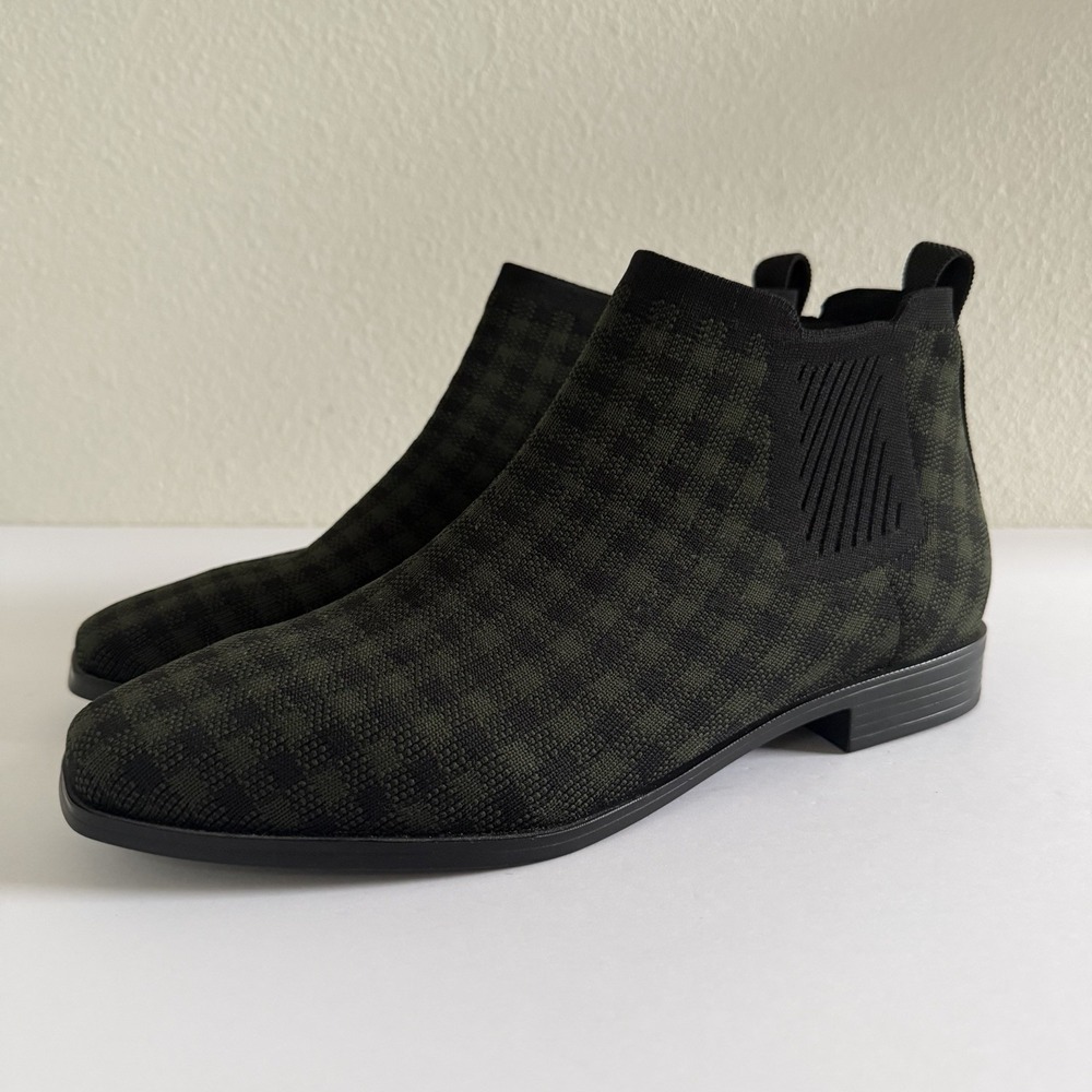 VIVAIA Square-Toe Water-Repellent Ankle Boots Ryan Pro Olive Plaid US 11 NEW